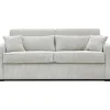Sofá De 4 Lugares Convertivel Abertura Rapida Veludo Canelado Bege, Cama De Ripas Largas 160 Cm, Colchão De 18 Cm - Mondovi