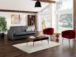 Sofá De 3 Lugares Convertivel Em Cama Expresso Em Pele Cinza - Bevis
