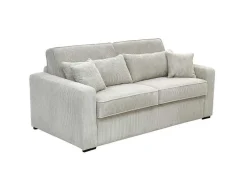Sofá De 4 Lugares Convertivel Abertura Rapida Veludo Canelado Bege, Cama De Ripas Largas 160 Cm, Colchão De 18 Cm - Mondovi