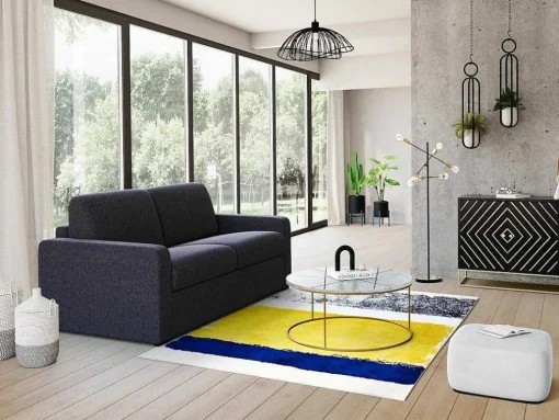 Sofá De 3 Lugares Convertivel Em Cama Expresso Em Tecido Cinzento Escuro - Tomaka