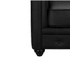 Sofá De 3 Lugares Em Pele Sintética Preto - Chesterfield