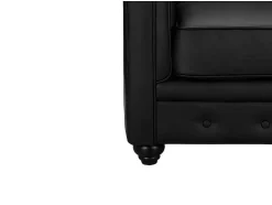 Sofá De 3 Lugares Em Pele Sintética Preto - Chesterfield