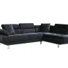 Sofá De Canto Chaise Longue Executive Preto 262X190Cm Vista Frontal Lado Direito