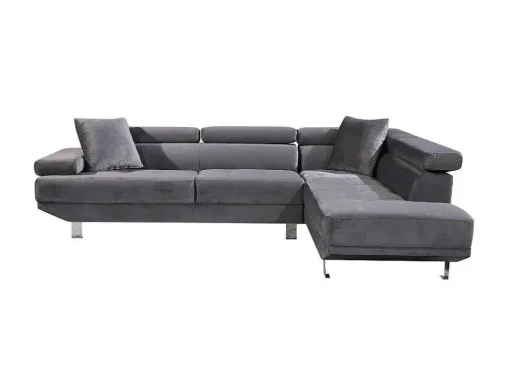Sofá De Canto Chaise Longue Executive Cinza 262X190Cm Vista Frontal Lado Direito