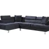 Sofá De Canto Chaise Longue Executive Preto 262X190Cm Vista Frontal Lado Esquerdo
