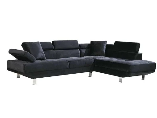 Sofá De Canto Chaise Longue Executive Preto 262X190Cm Vista Frontal Lado Direito