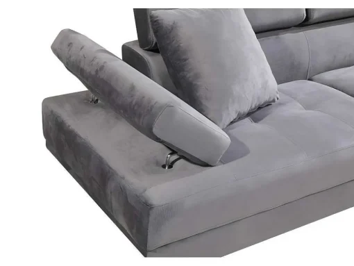Sofá De Canto Chaise Longue Executive Cinza 262X190Cm Vista Frontal Lado Direito