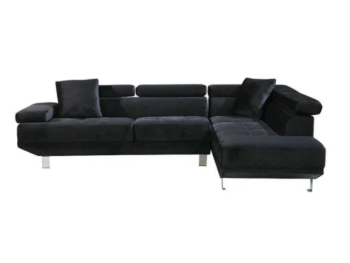 Sofá De Canto Chaise Longue Executive Preto 262X190Cm Vista Frontal Lado Direito