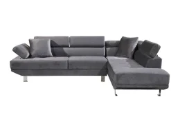 Sofá De Canto Chaise Longue Executive Cinza 262X190Cm Vista Frontal Lado Direito