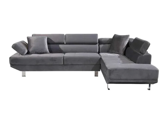 Sofá De Canto Chaise Longue Executive Cinza 262X190Cm Vista Frontal Lado Direito