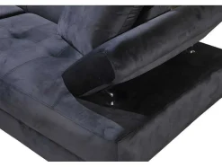 Sofá De Canto Chaise Longue Executive Preto 262X190Cm Vista Frontal Lado Esquerdo