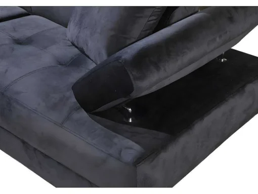 Sofá De Canto Chaise Longue Executive Preto 262X190Cm Vista Frontal Lado Esquerdo