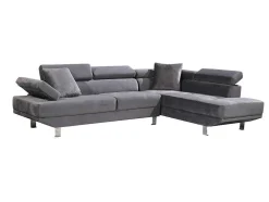 Sofá De Canto Chaise Longue Executive Cinza 262X190Cm Vista Frontal Lado Direito