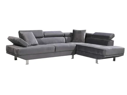 Sofá De Canto Chaise Longue Executive Cinza 262X190Cm Vista Frontal Lado Direito