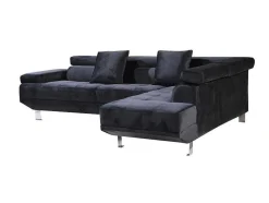 Sofá De Canto Chaise Longue Executive Preto 262X190Cm Vista Frontal Lado Direito