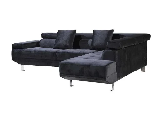 Sofá De Canto Chaise Longue Executive Preto 262X190Cm Vista Frontal Lado Direito