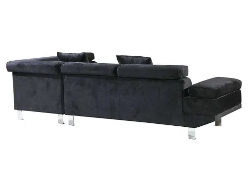 Sofá De Canto Chaise Longue Executive Preto 262X190Cm Vista Frontal Lado Direito