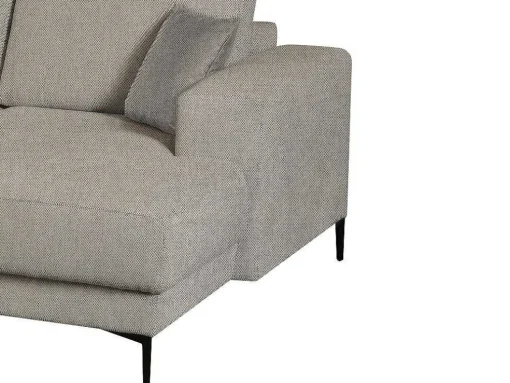 Sofá De Canto Direito Panorâmico Em Tecido Cinzento - Aselio