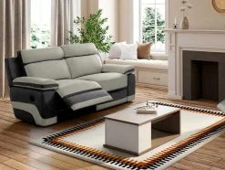 Sofá E Cadeirão Relax Em Microfibra Cinza Claro E Antracite - Talca