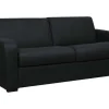 Sofá-Cama De 3 Lugares Convertivel Abertura Rapida Em Couro Preto Colchão De 18 Cm - Bevis