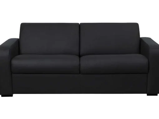 Sofá-Cama De 3 Lugares Convertivel Abertura Rapida Em Couro Preto Colchão De 18 Cm - Bevis
