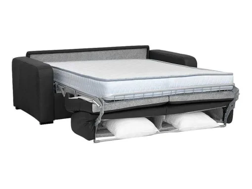 Sofá-Cama De 3 Lugares Convertivel Abertura Rapida Em Couro Preto Colchão De 18 Cm - Bevis