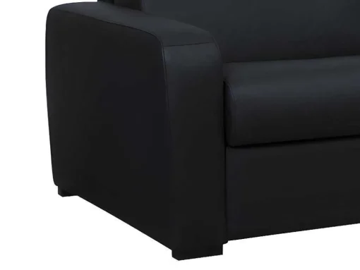 Sofá-Cama De 3 Lugares Convertivel Abertura Rapida Em Couro Preto Colchão De 18 Cm - Bevis