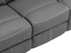 Sofás De 3+2 Lugares Articulados Em Pele Sintética Cinza - Canby