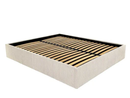 Sommier Com Espaco De Arrumação 160 X 200 Cm Em Veludo Canelado Bege - Pontos Da Ysmee