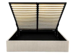 Sommier Com Espaco De Arrumação 160 X 200 Cm Em Veludo Canelado Bege - Pontos Da Ysmee