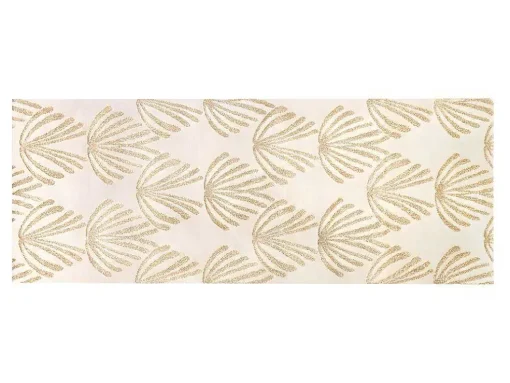 Tapete De Corredor Art Deco 80 X 200 Cm Em Polipropileno Bege E Dourado - Lysa