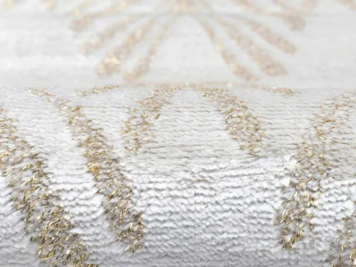 Tapete De Corredor Art Deco 80 X 200 Cm Em Polipropileno Bege E Dourado - Lysa