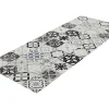 Tapete De Corredor Em Vinil Efeito Mosaico Hidraulico Mosai - 66X160 Cm - Preto E Branco