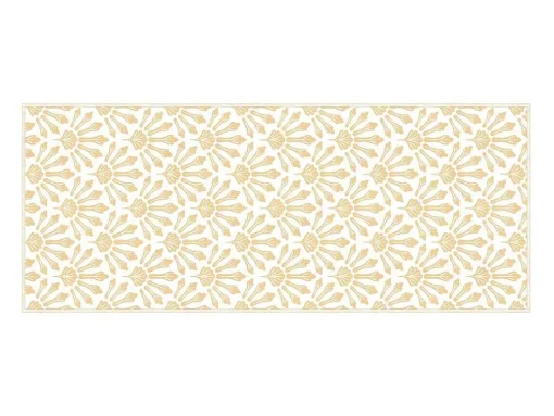 Tapete De Corredor Em Vinil Art Deco 66X160 Cm Bege E Branco - Duchessy