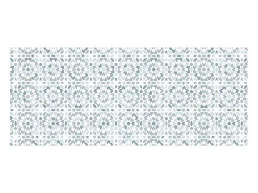 Tapete De Corredor Em Vinil Efeito Azulejo 66X160 Cm Azul E Branco - Princy