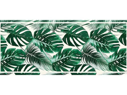Tapete De Corredor Em Vinil Estilo Etnico Sierrana - 66X160 Cm - Verde E Branco