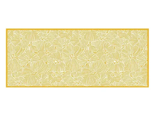 Tapete De Corredor Em Vinil Com Motivos Florais 66X160 Cm Amarelo E Branco - Capucina