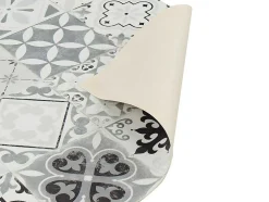 Tapete De Corredor Em Vinil Efeito Mosaico Hidraulico Mosai - 66X160 Cm - Preto E Branco
