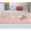 Tapete De Criança 100 X 150 Cm Em Polipropileno Cor-De-Rosa E Bege - Ballerina
