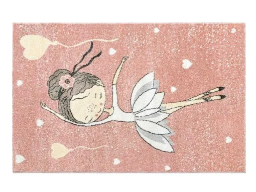 Tapete De Criança 100 X 150 Cm Em Polipropileno Cor-De-Rosa E Bege - Ballerina