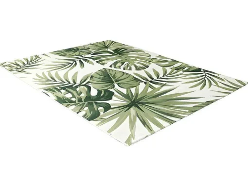 Tapete De Interior Ou De Exterior Etnico Motivos Folhas 150 X 200 Cm Verde - Palmo
