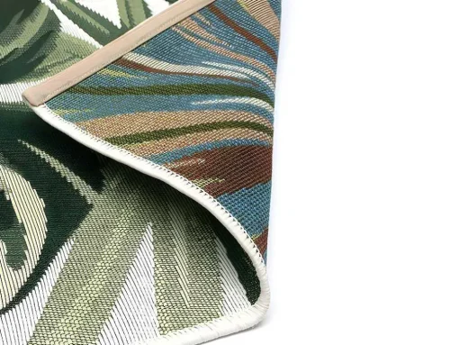 Tapete De Interior Ou De Exterior Etnico Motivos Folhas 150 X 200 Cm Verde - Palmo