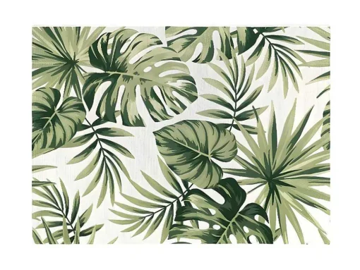 Tapete De Interior Ou De Exterior Etnico Motivos Folhas 150 X 200 Cm Verde - Palmo