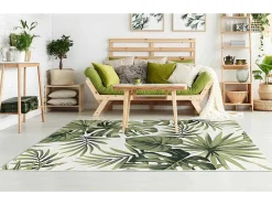 Tapete De Interior Ou De Exterior Etnico Motivos Folhas 150 X 200 Cm Verde - Palmo