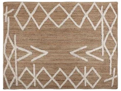 Tapete Em Juta E Algodao Tecido A Mão De 160 X 230 Cm Cor Natural E Branco - Garland