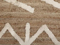 Tapete Em Juta E Algodao Tecido A Mão De 160 X 230 Cm Cor Natural E Branco - Garland