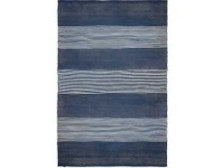 Tapete Em Juta Tecida A Mão De 140 X 200 Cm Cor Azul-Marinho E Branco - Kochi