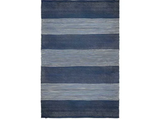 Tapete Em Juta Tecida A Mão De 140 X 200 Cm Cor Azul-Marinho E Branco - Kochi