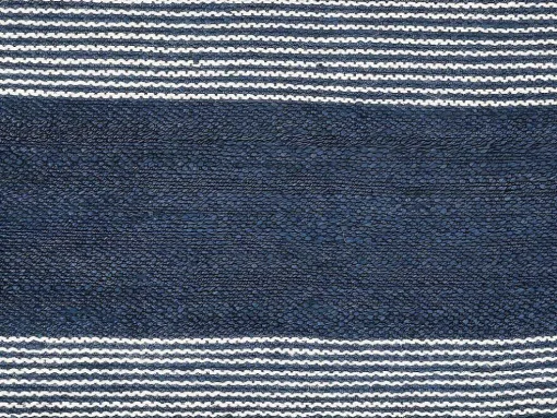 Tapete Em Juta Tecida A Mão De 140 X 200 Cm Cor Azul-Marinho E Branco - Kochi
