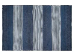 Tapete Em Juta Tecida A Mão De 140 X 200 Cm Cor Azul-Marinho E Branco - Kochi